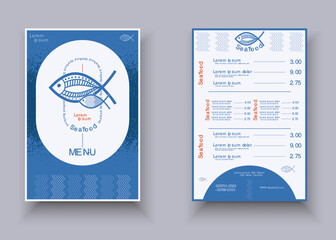 Fish, seafood menu template, ocean sea dish restaurant card background