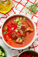 Gazpacho, a traditional Spanish cold soup.top veiw