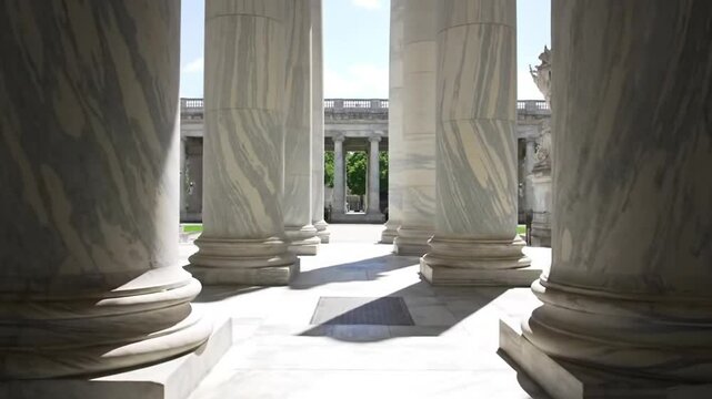 Elegant Marble Columns Create Architectural Grandeur And Visual Perspective