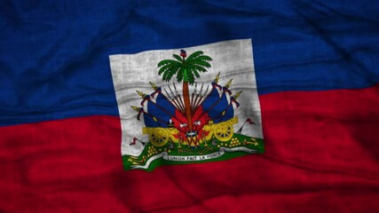 Haiti Flag Video, Haiti Flag Fluttering in Tropical Breeze