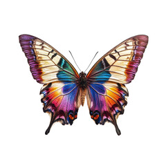 Colorful butterfly resting on a Transparent background showcasing vibrant patterns and intricate details, Colorful Butterfly on PNG background