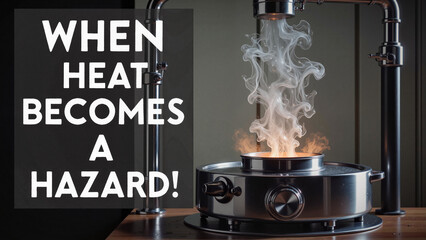 Heating appliance with smoke indicating safety hazard in kitchen  