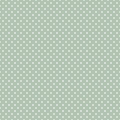 White polka dot seamless pattern on muted green background with soft natural tone