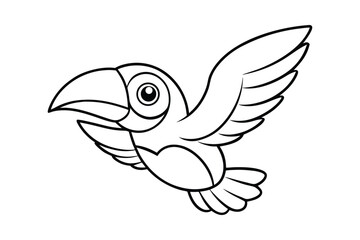 Black outline  Toucan tropical coloring page
