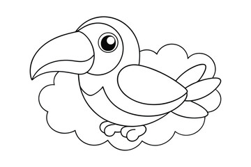 Black outline  Toucan tropical coloring page