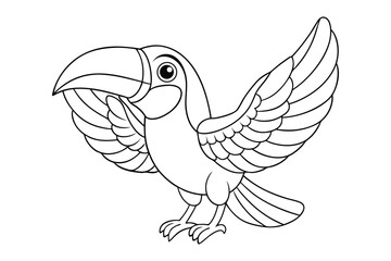 Black outline  Toucan tropical coloring page
