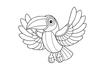 Black outline  Toucan tropical coloring page