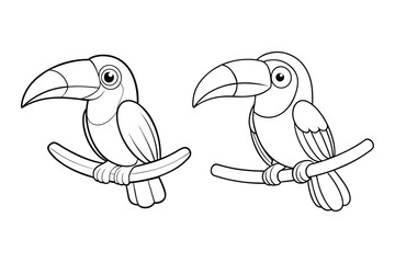 Black outline  Toucan tropical coloring page