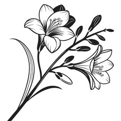 Elegant freesia flowers flourish with detailed lines on their petals and leaves beautifully
