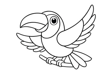 Black outline  Toucan tropical coloring page
