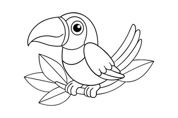 Black outline  Toucan tropical coloring page