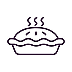 Pie with steam rising in minimalist line art style for Thanksgiving  