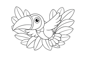 Black outline  Toucan tropical coloring page