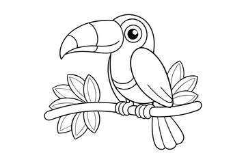 Obraz premium Black outline Toucan tropical coloring page
