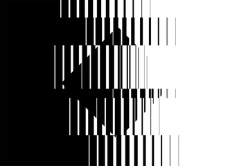 Transition from black to white with broken lines. Vector pattern of black lines on a white background in digital style. Striped Design element. Modern vector background.