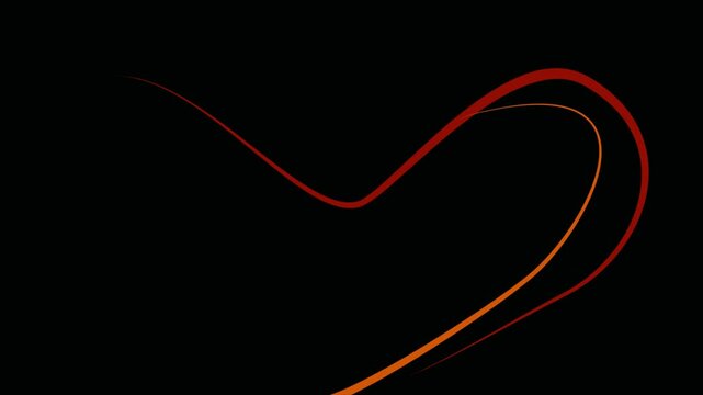Abstract animated wave lines in the shape of a heart on black background  