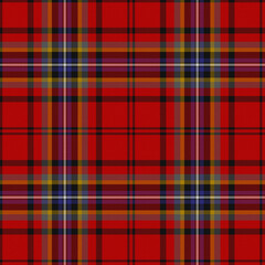 Red, Black, Gold, White, Gray, Blue Tartan Weave Pattern - Tile