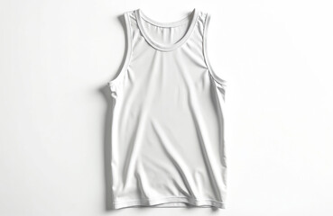 Blank white tank top template. Sleeveless design, minimalist style. Perfect for design mockups, fashion apparel. Showcase artwork brand logo on stylish, versatile top. Ideal design element for