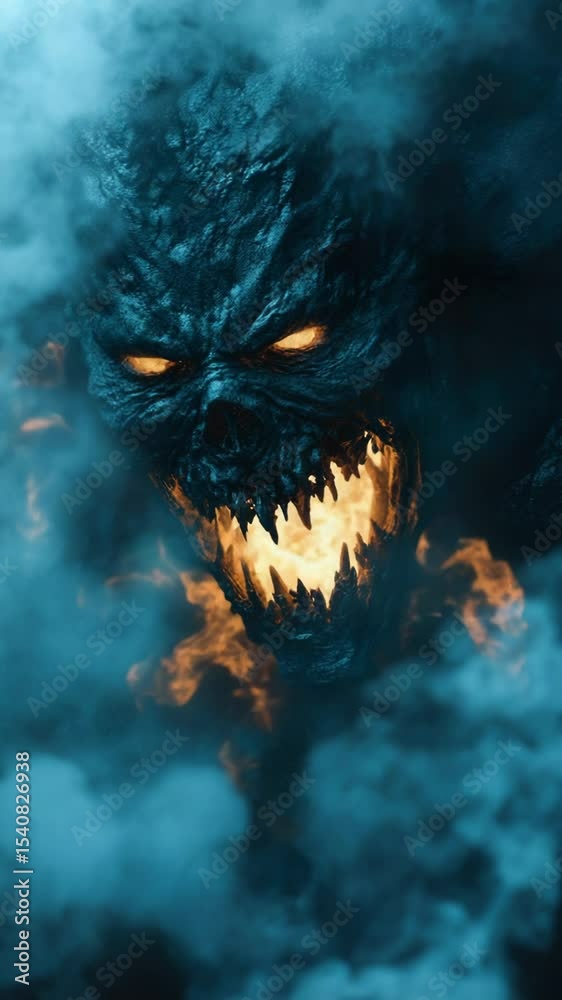 Poster A demonic creature floating in a cloudy sky
