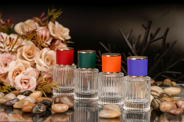 Captivating product photography of perfume bottles styled with love and detail.