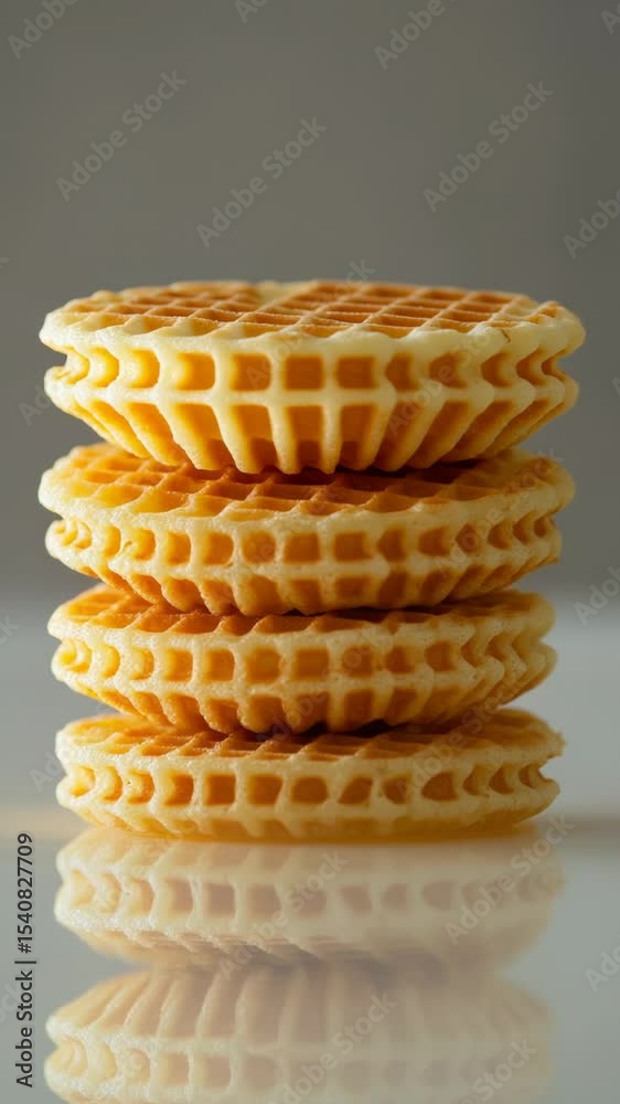 Poster A stack of waffles sits atop a table, ready for serving or display