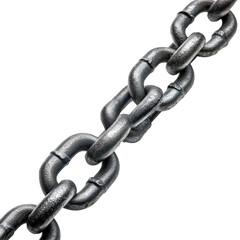 Obraz premium Heavy duty industrial chain on white background demonstrating strength and durability, Heavyduty Industrial Chain, white background
