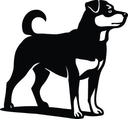 Dog silhouette black and white stylish design, Canine figure elegant pet illustration