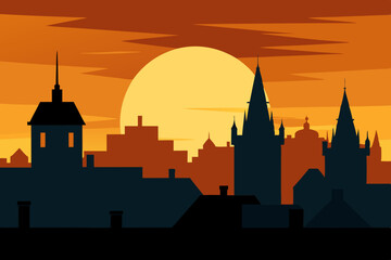 Fototapeta premium prague castle silhouette