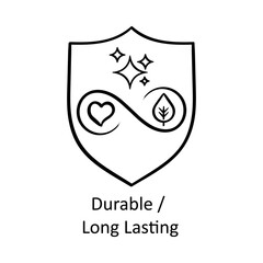 Durable / Long Lasting – Shield Representing Longevity and Quality hand drawn icon
