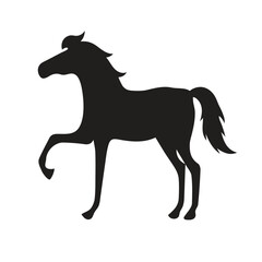 Black Silhouette Horse Vector. Flat Style Running Horse Icon