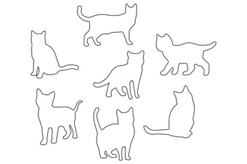 Collection of black cat silhouettes in various poses. Set of black cat silhouette. Kitten silhouette collection isolated on white background..
By Stock Gallery