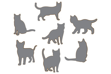 Collection of black cat silhouettes in various poses. Set of black cat silhouette. Kitten silhouette collection isolated on white background..
By Stock Gallery
