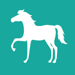 Black Silhouette Horse Vector. Flat Style Running Horse Icon