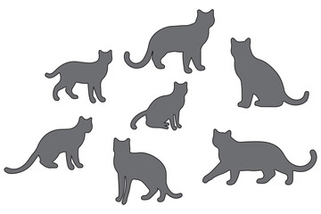 Collection of black cat silhouettes in various poses. Set of black cat silhouette. Kitten silhouette collection isolated on white background..
By Stock Gallery