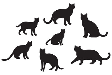 Collection of black cat silhouettes in various poses. Set of black cat silhouette. Kitten silhouette collection isolated on white background..
By Stock Gallery