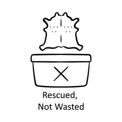 Rescued, Not Wasted – Fabric Bin Representing Upcycled Resources hand drawn icon