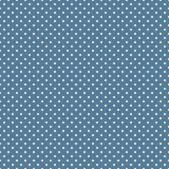 White polka dot seamless pattern on storm blue background with soft desaturated tone