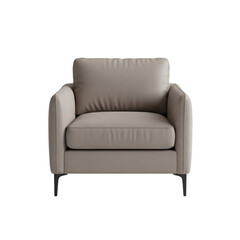Modern taupe armchair isolated on transparent background