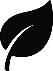 Silhouette leaf simple organic shape black and white vector illustration