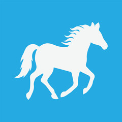 Black Silhouette Horse Vector. Flat Style Running Horse Icon