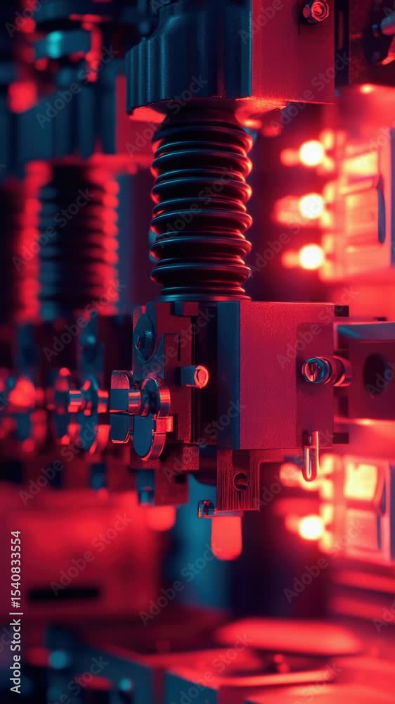 Poster A close-up view of a machine with red indicator lights