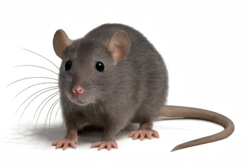 Gray mouse standing on a transparent background  