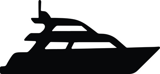 Silhouette luxury yacht boat isolated on white vector illustration