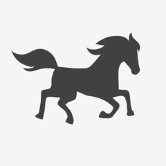 Black Silhouette Horse Vector. Flat Style Running Horse Icon