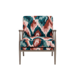 Upholstered accent chair with ikat print fabric