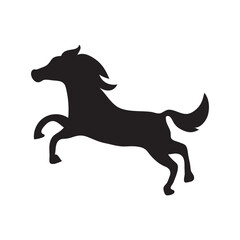 Black Silhouette Horse Vector. Flat Style Running Horse Icon