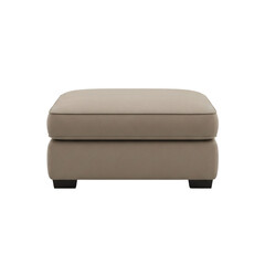 Beige upholstered ottoman stool, isolated on transparent background