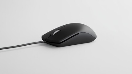 Black computer mouse on white surface