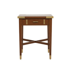 Wooden side table with gold accents