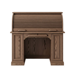 Roll-top wooden desk with panel drawers